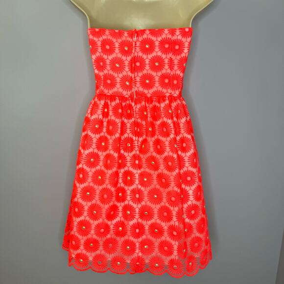 Lilly Pulitzer Peyton Fiesta Pink Daisy Dress Pearls Sz 4 - Picture 9 of 14